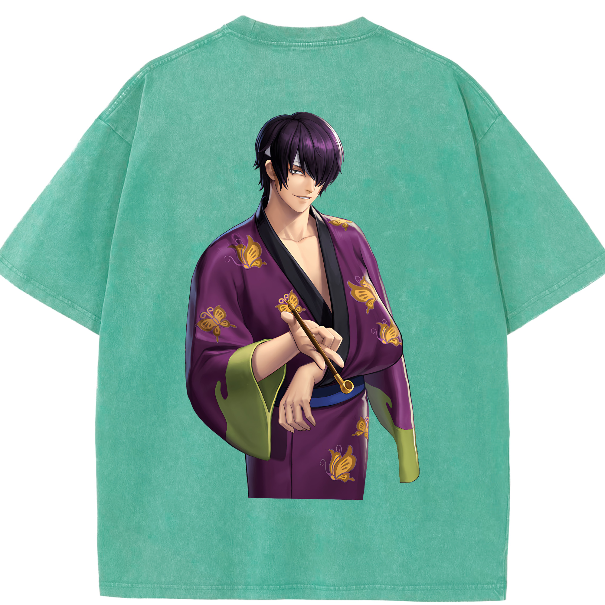 （画像用） ぎんたま 坂田銀時（さかたぎんとき） 神楽 志村新八（しむら しんぱち） GINTAMA Sakata Gintoki Kagura Shimura Shinpachi 綿100% ヴィンテージ風 半袖Tシャツ（背面プリント）